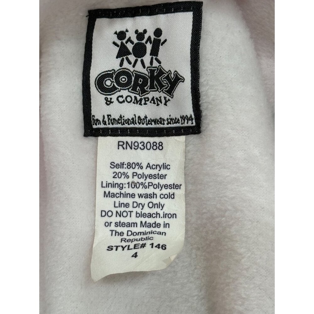 Corky & Company Girls Size 4 Coat Pink Green Button-Up Jacket Argyle Faux Fur - Picture 3 of 7